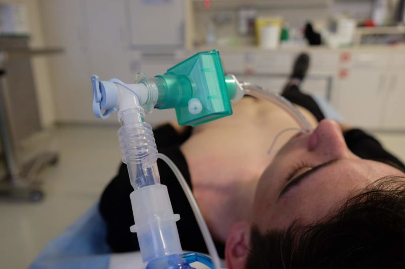 Intubated patient in facility